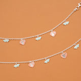 Heart Enamel Butterfly Silver Baby Anklets