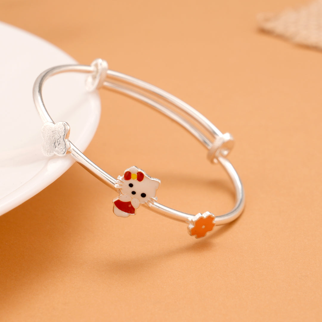 Cute Hello Kitty Silver Baby Bangle