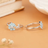 Charming Blue Daisy Silver Toe Ring
