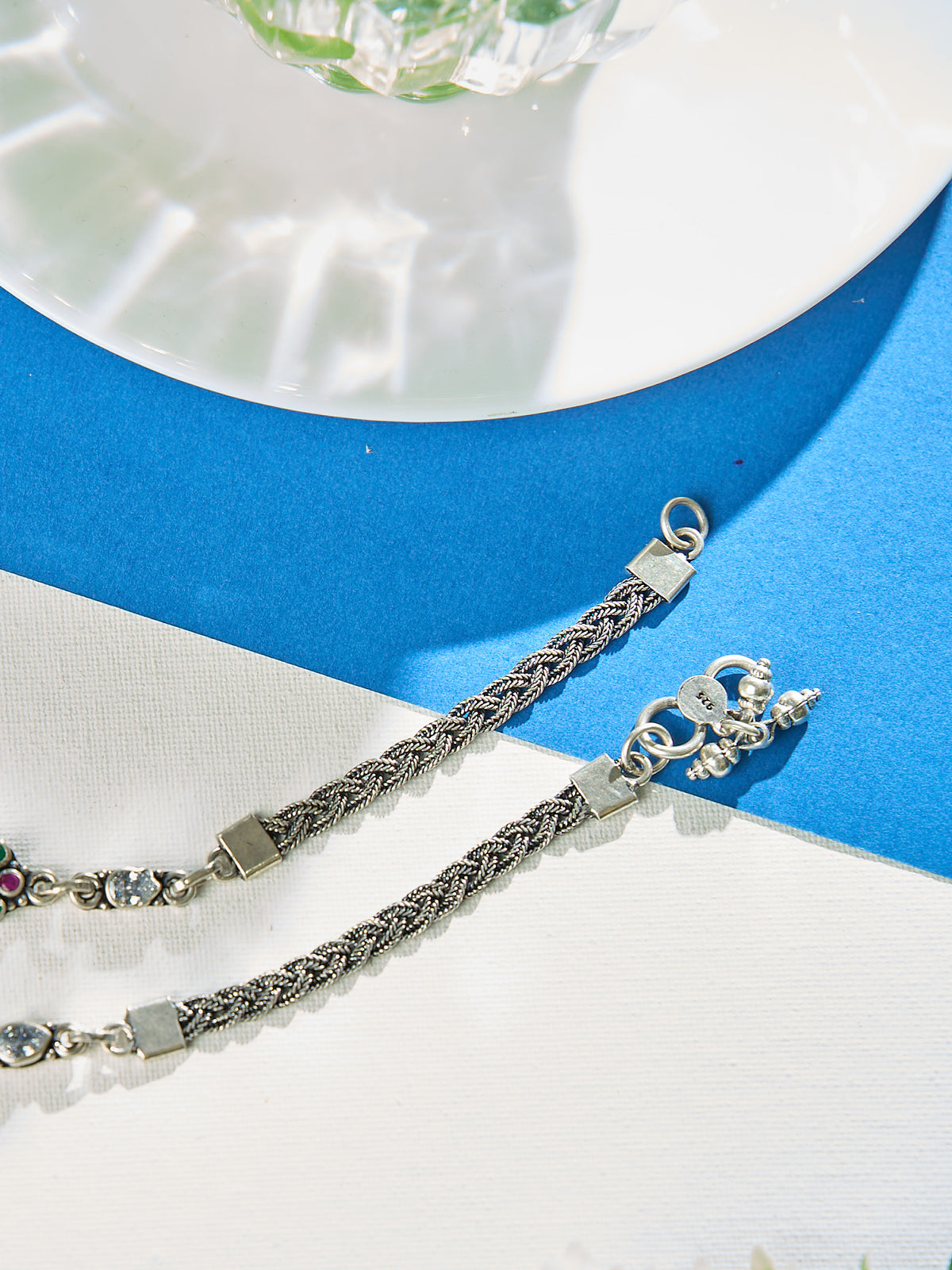 Blue Crown Loop Antique Anklet
