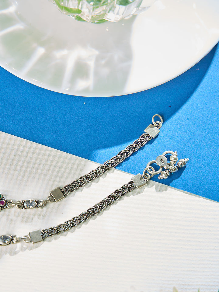 Blue Crown Loop Antique Anklet