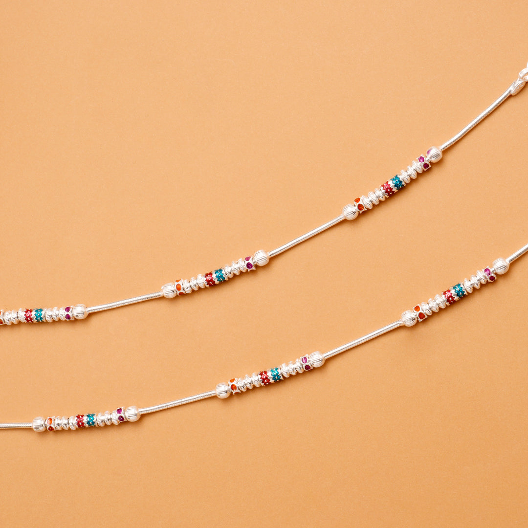 Classic Bead Chain Silver Anklet