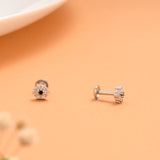 Silver Bloom White with Blue Colour Stud