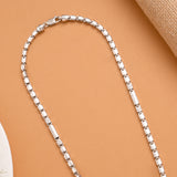 Lock Shape Model Stone Men’s Silver Chain
