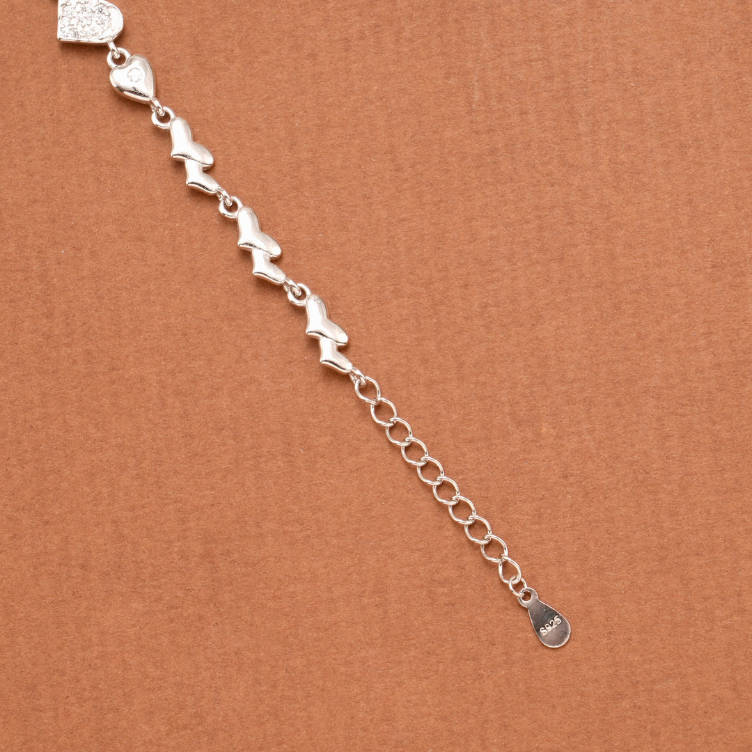Trendy Dual Heart Silver Women’s Bracelet