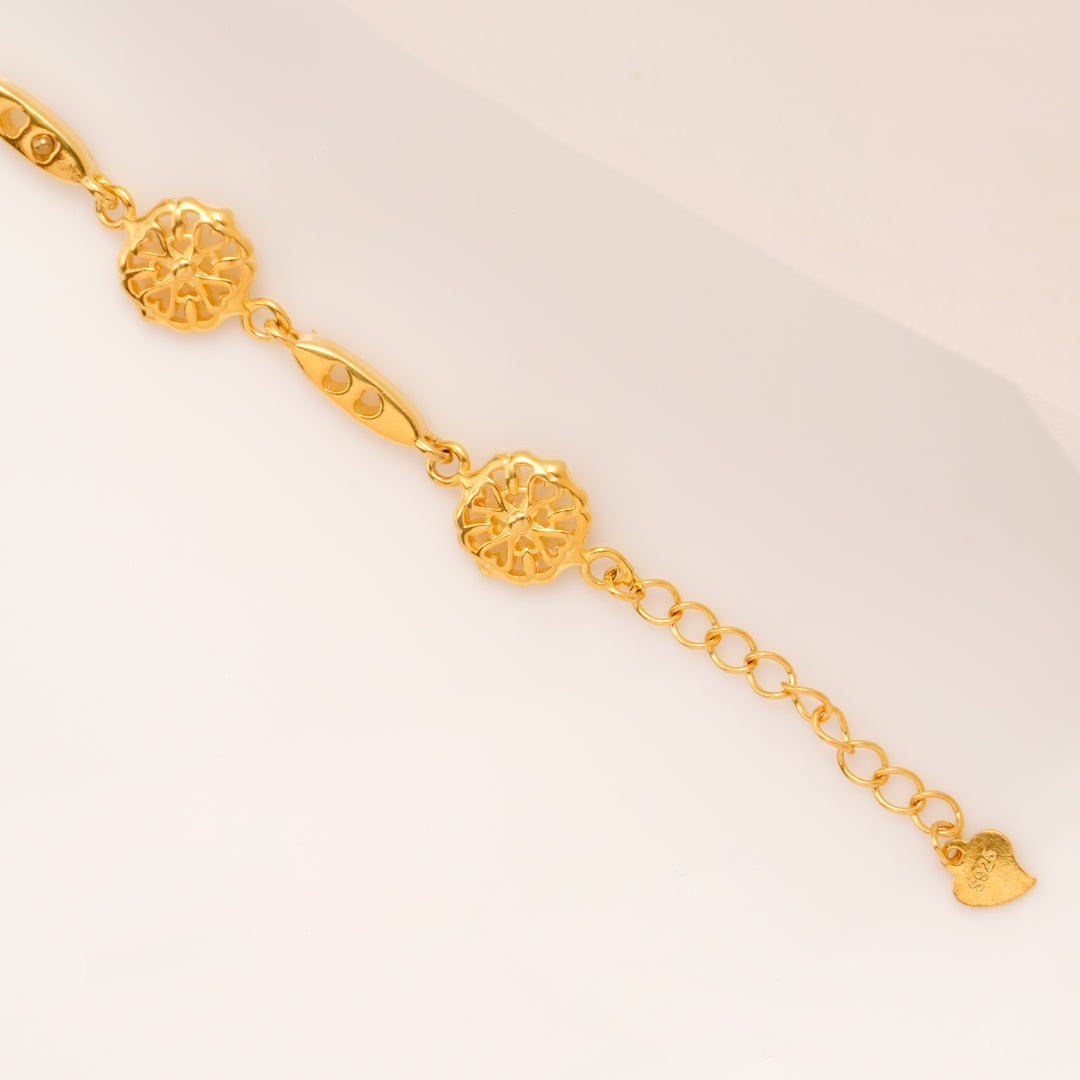 Floral Link Gold Plated Bracelet