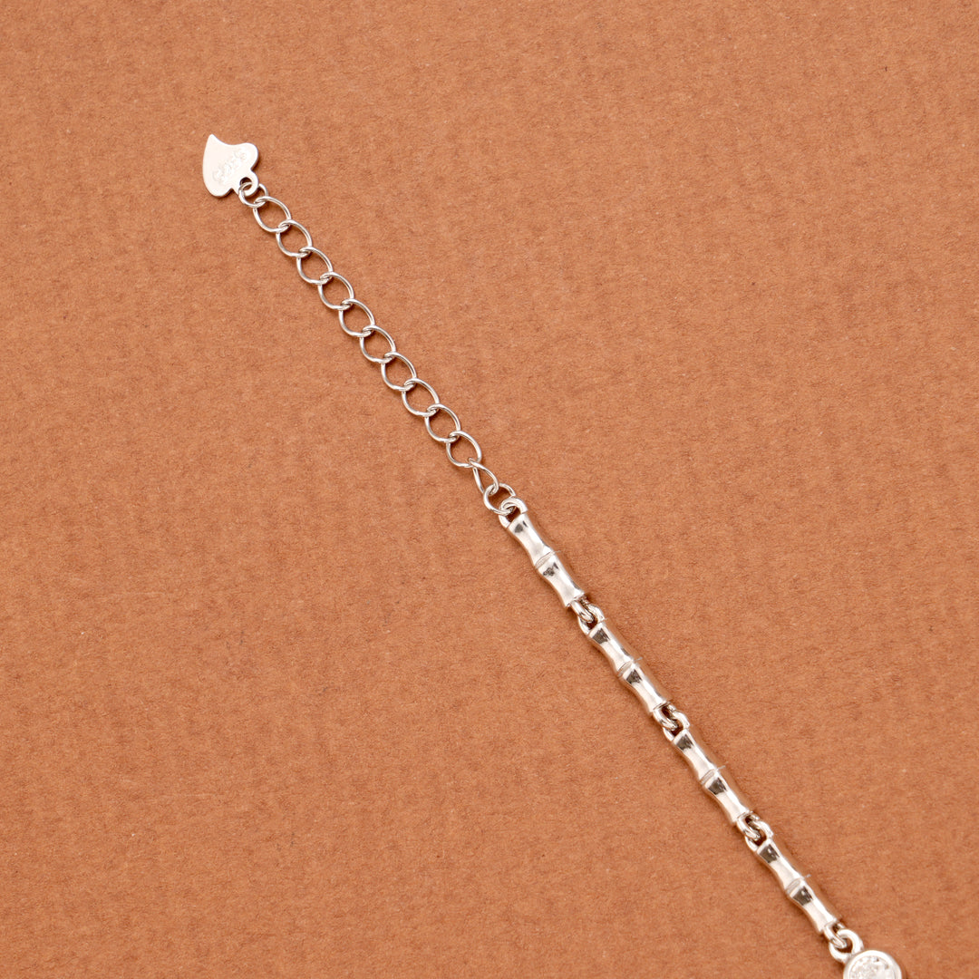 Modern Cuban Stone Floral Silver Bracelet