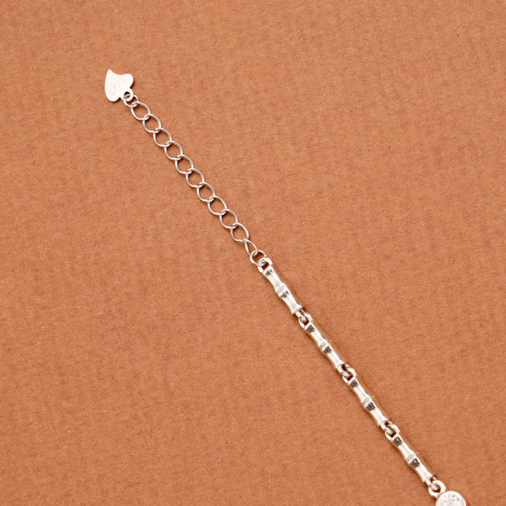 Modern Cuban Stone Floral Silver Bracelet