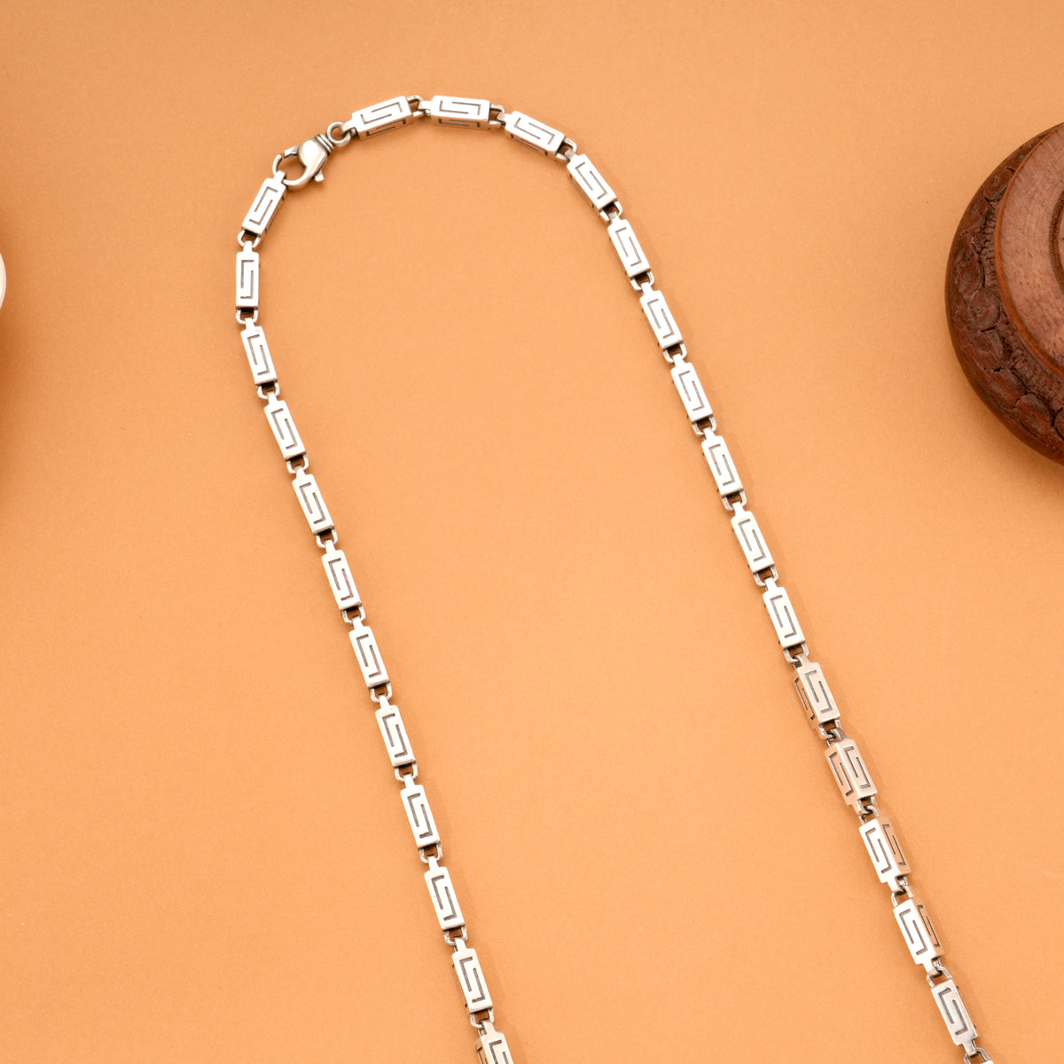 Modern Rectangular Link Silver Chain