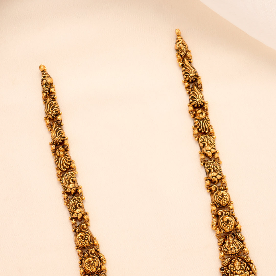 Temple Lakshmi Green Bead Drop Haram