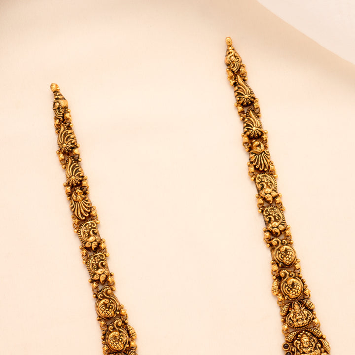 Temple Lakshmi Green Bead Drop Haram