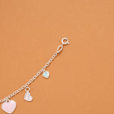 Charming Heart Enamel Silver Baby Bracelet