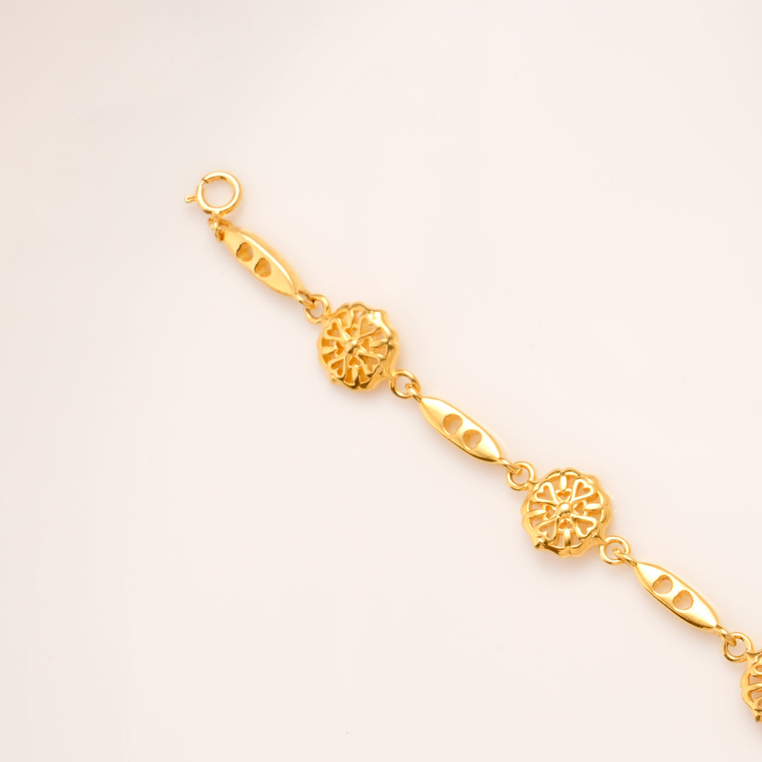 Floral Link Gold Plated Bracelet