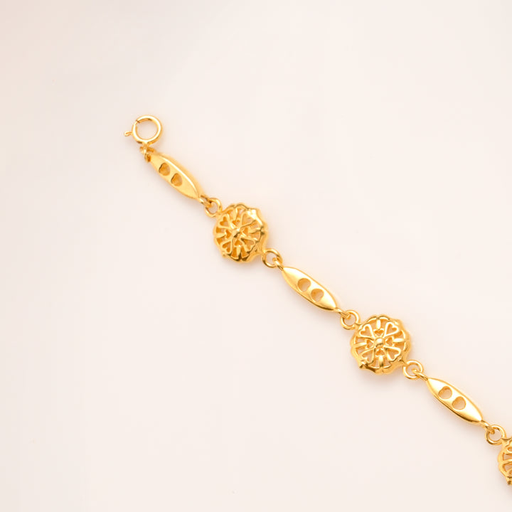 Floral Link Gold Plated Bracelet