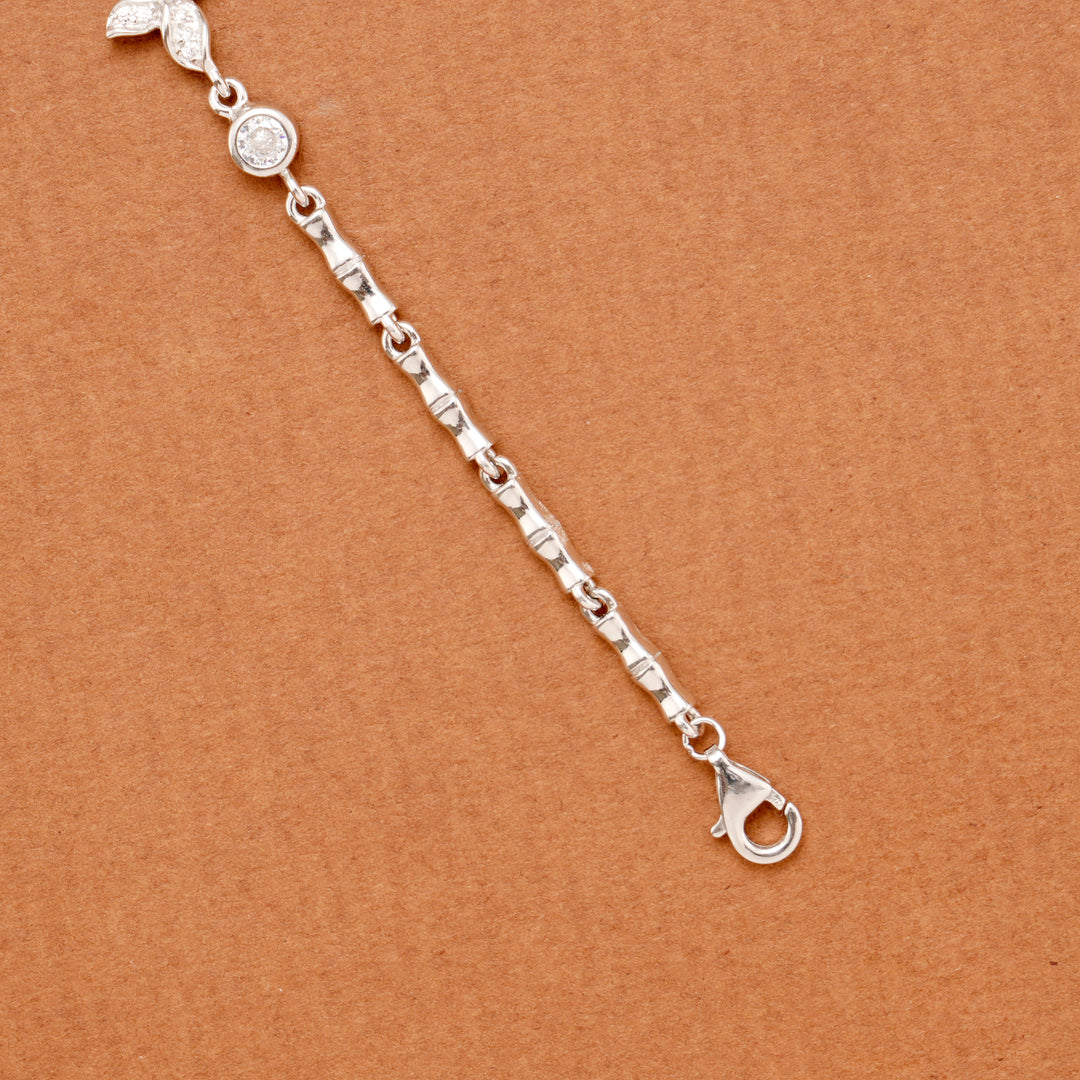 Modern Cuban Stone Floral Silver Bracelet