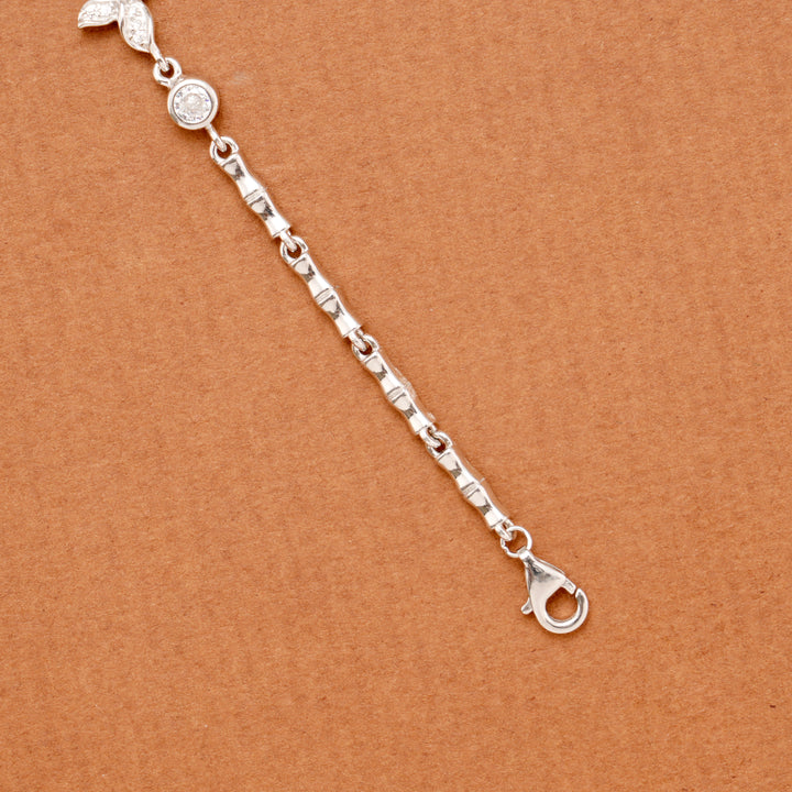 Modern Cuban Stone Floral Silver Bracelet