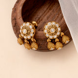 Antique Blooming Flower with Golden Drops Necklace Set