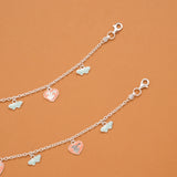 Heart Enamel Butterfly Silver Baby Anklets