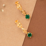 Gold Plated with Leaf Emerald Drops Necklace Set