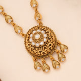 Antique Blooming Flower with Golden Drops Necklace Set