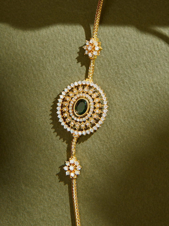 Emerald Oval Spark Mugappu Chain