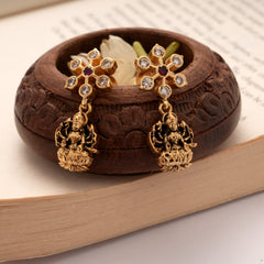 Antique Star Stone with Amman Drops Golden Earrings
