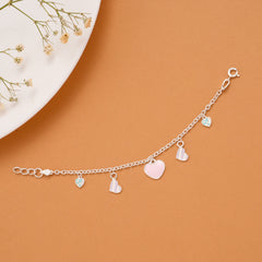 Charming Heart Enamel Silver Baby Bracelet