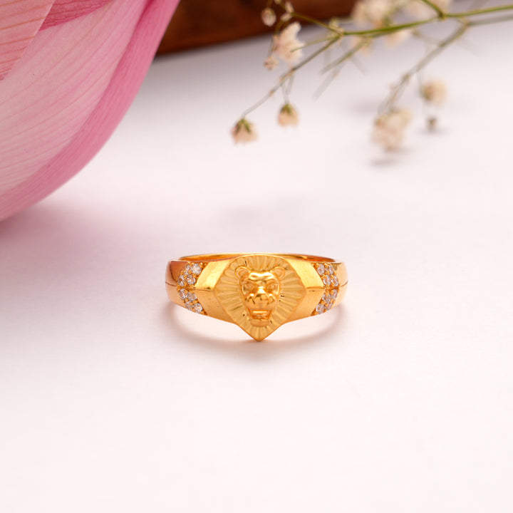 Lion Head Casting Golden Ring