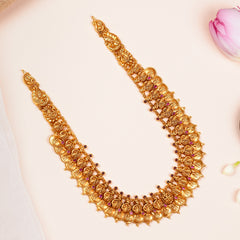 Antique Lakshmi Coin Haram with Ruby Stone Accents