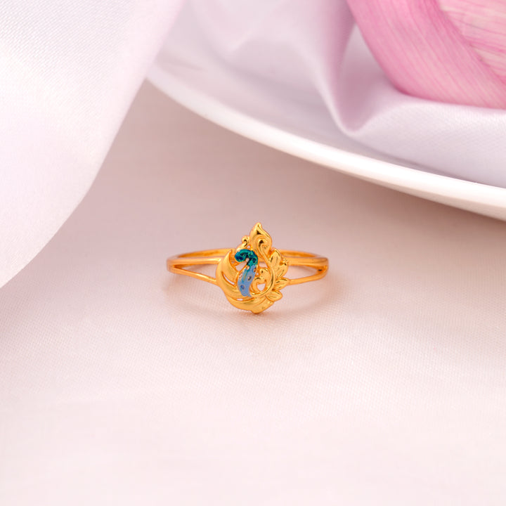 Gold Plated Peacock Design Silver Ring