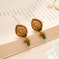 Lakshmi Green Stone Drop Temple Golden Stud