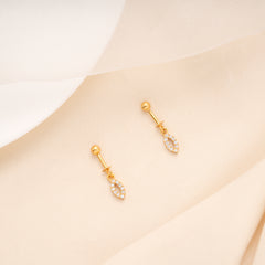 Grace Leaf Pattern with White Stone Golden Koppu