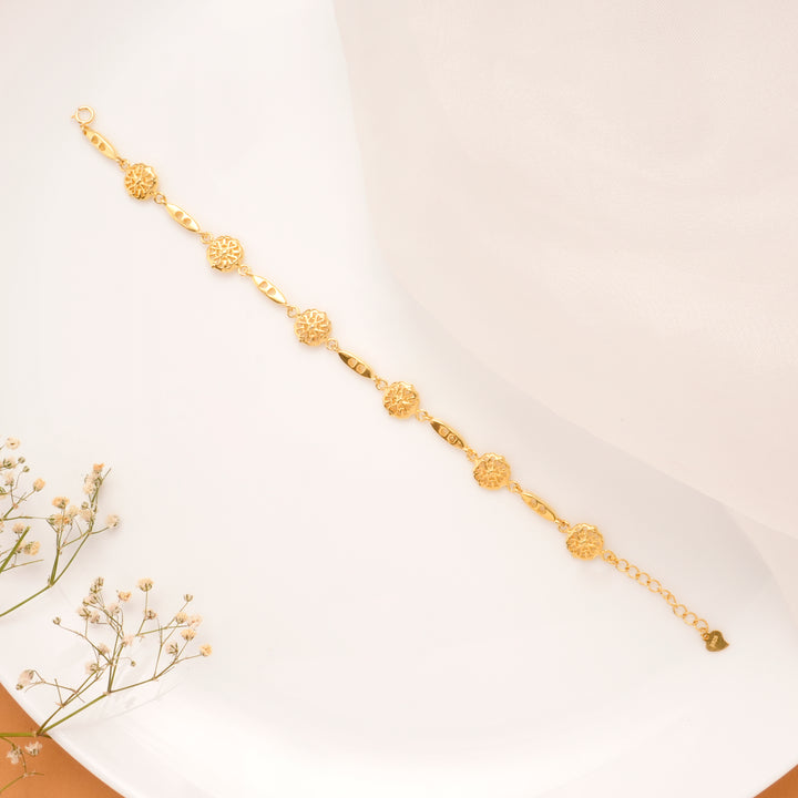 Floral Link Gold Plated Bracelet