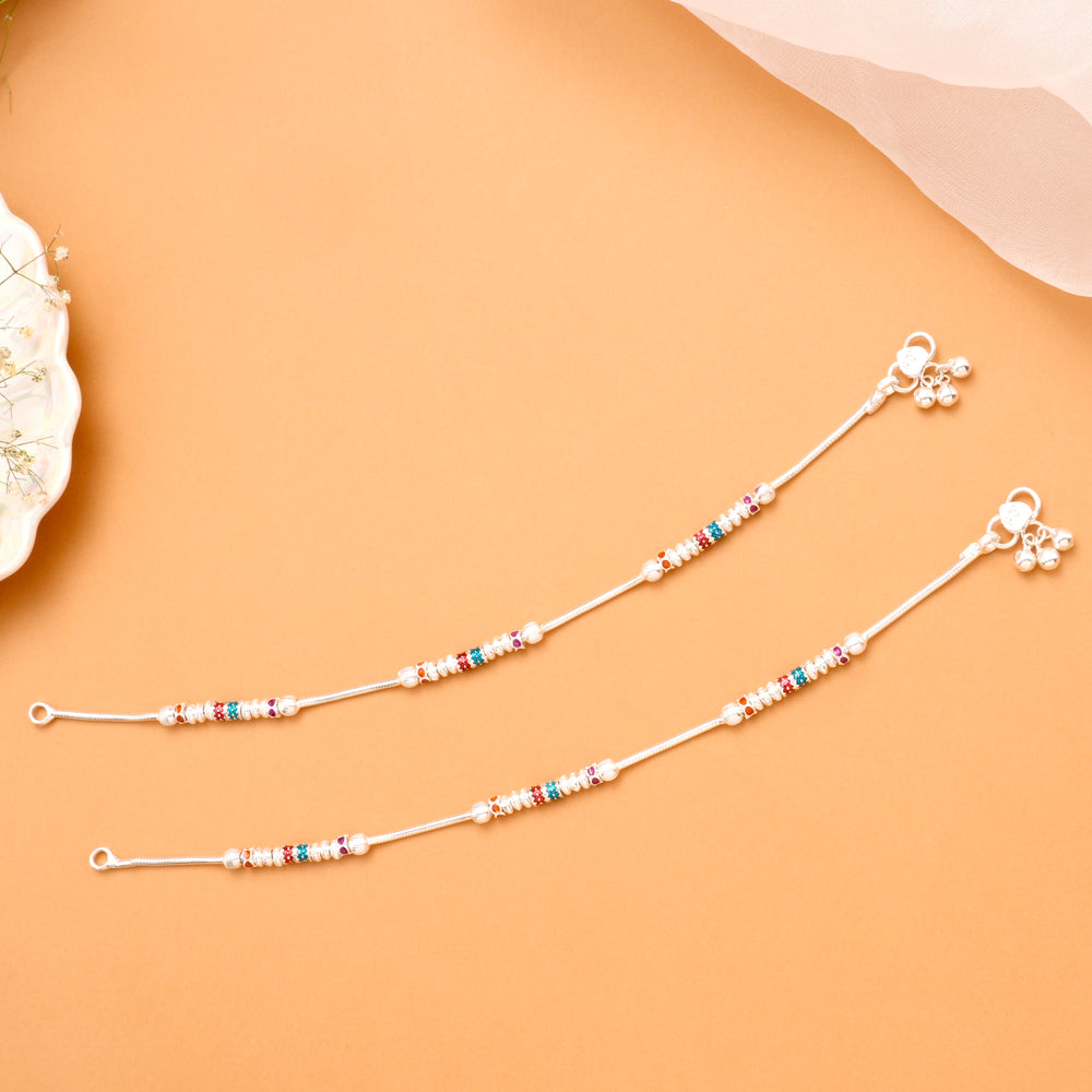 Classic Bead Chain Silver Anklet