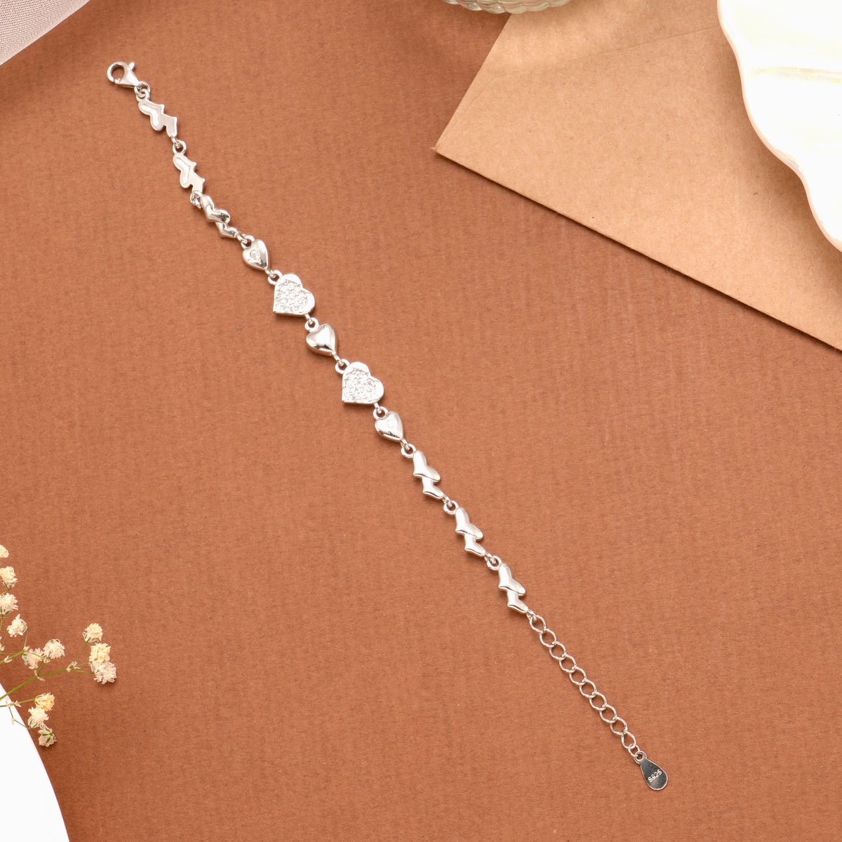 Trendy Dual Heart Silver Women’s Bracelet