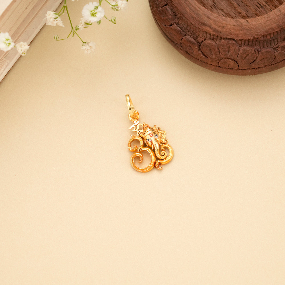 Devotional Om Ganesha Golden Pendant