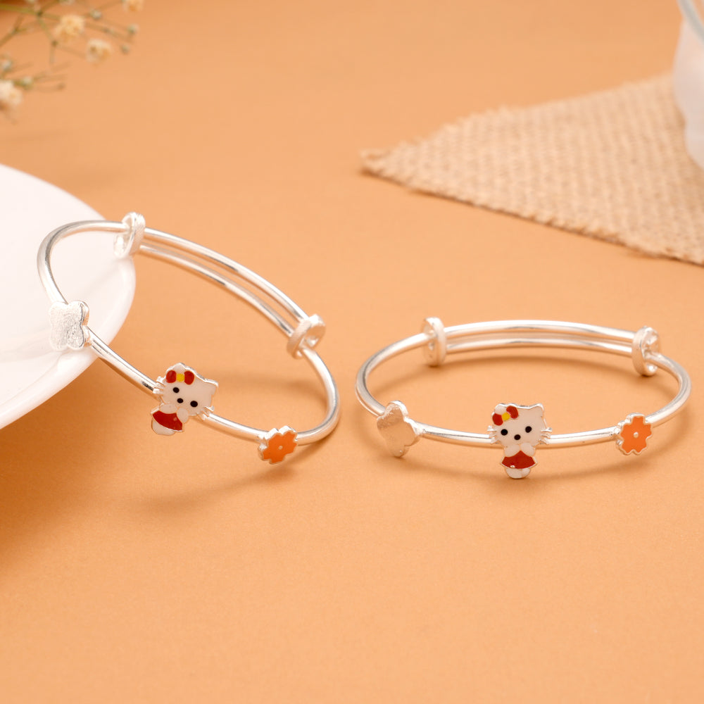 Cute Hello Kitty Silver Baby Bangle