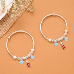 Red Violin Charm Baby Silver Bangle
