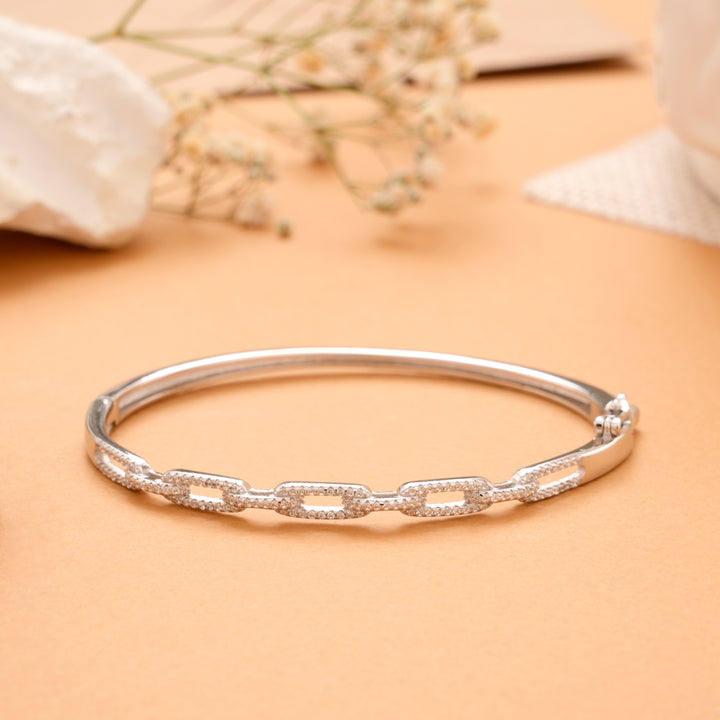 Spiral Chain Link Silver Kada
