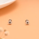 Silver Bloom White with Blue Colour Stud