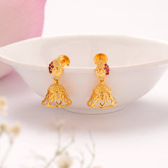 Elegant Ruby Bell Shape Golden Jimikki