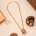 Antique Blooming Flower with Golden Drops Necklace Set
