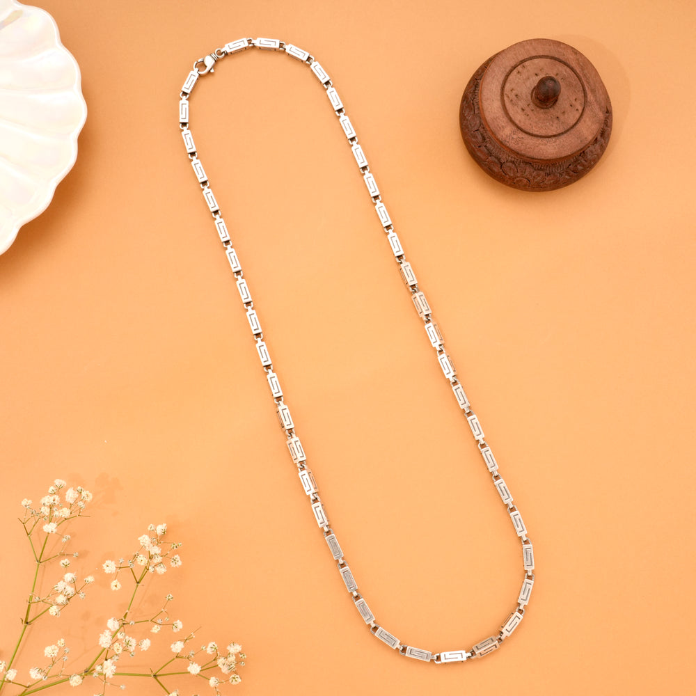 Modern Rectangular Link Silver Chain