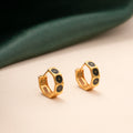 Black Motif Hoop Gold Earrings