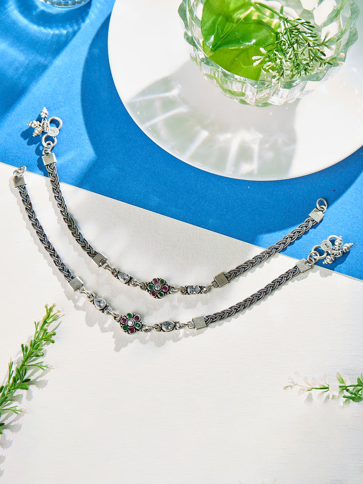 Blue Crown Loop Antique Anklet