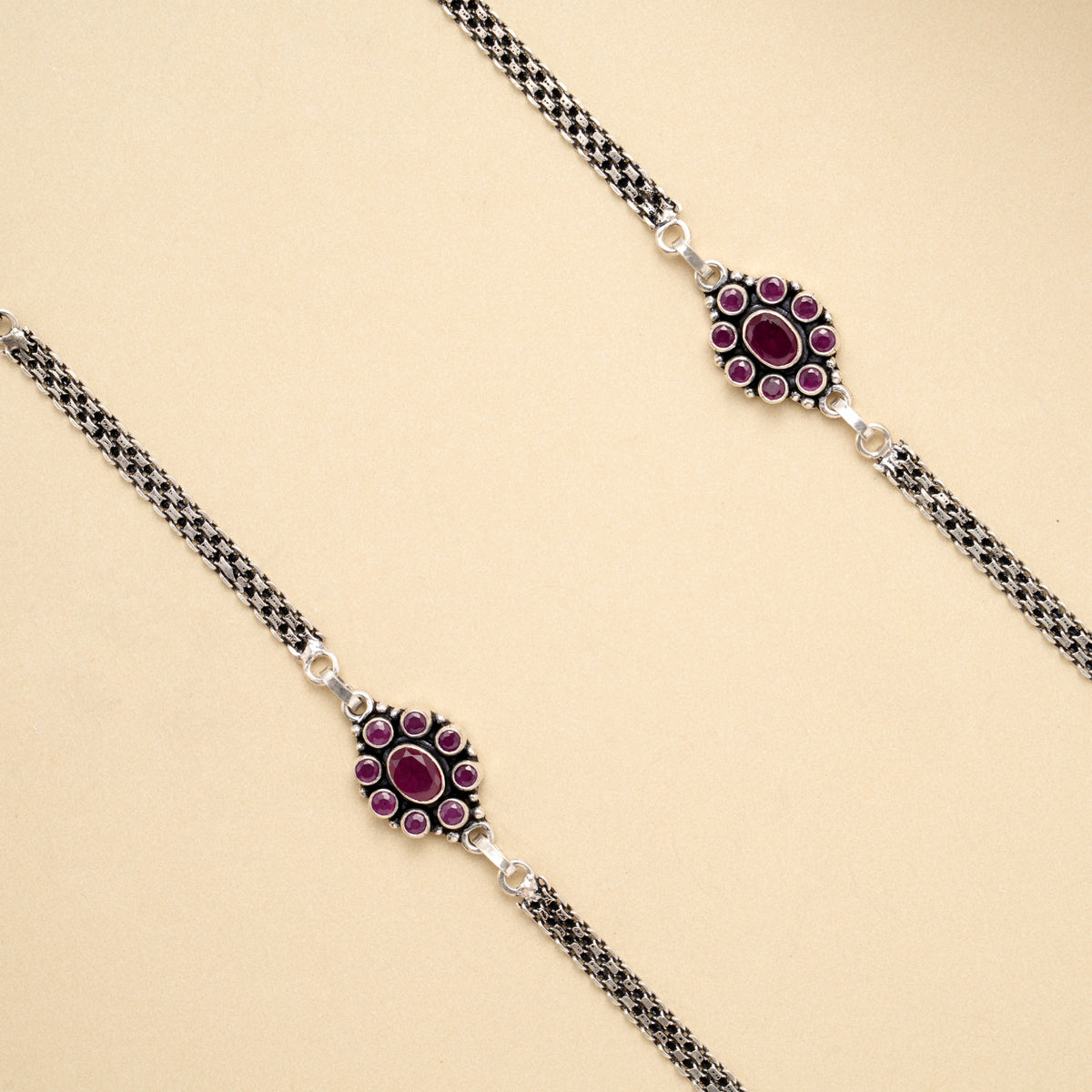 Antique Floral Crown Classic Silver Anklet