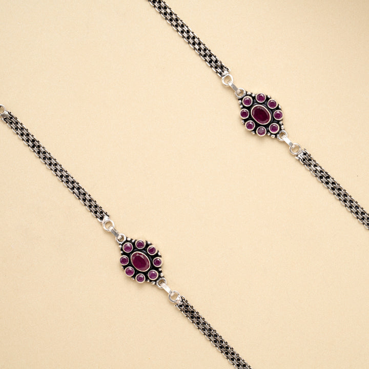 Antique Floral Crown Classic Silver Anklet