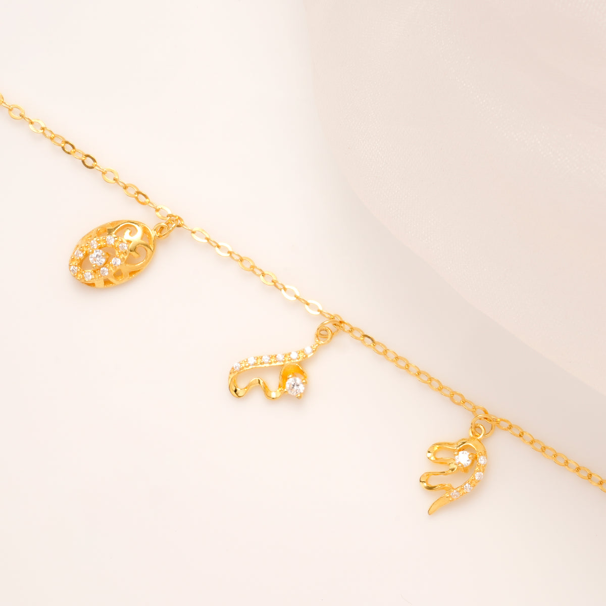 Lucky Charm Trio Silver Golden Bracelet