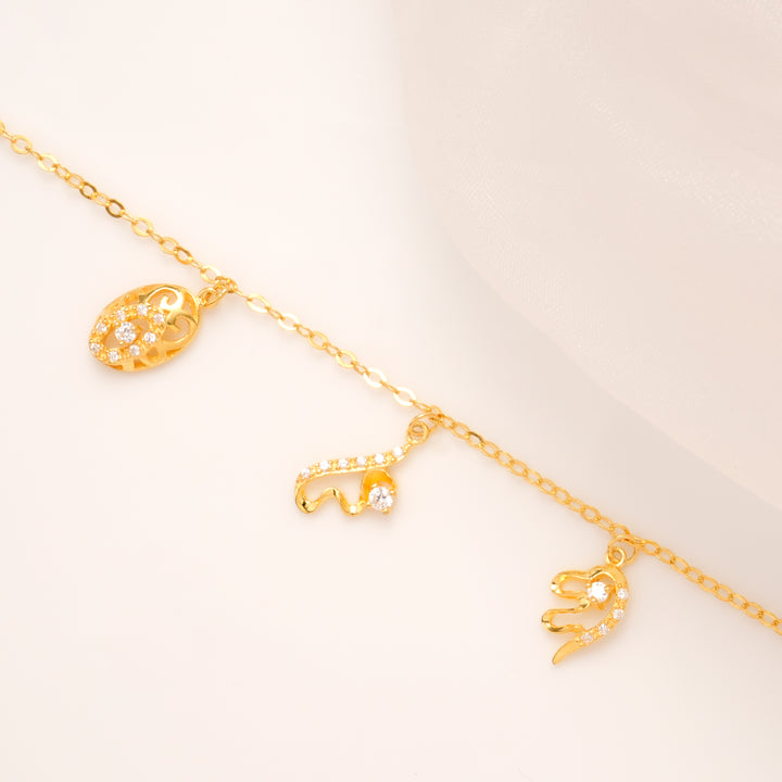 Lucky Charm Trio Silver Golden Bracelet
