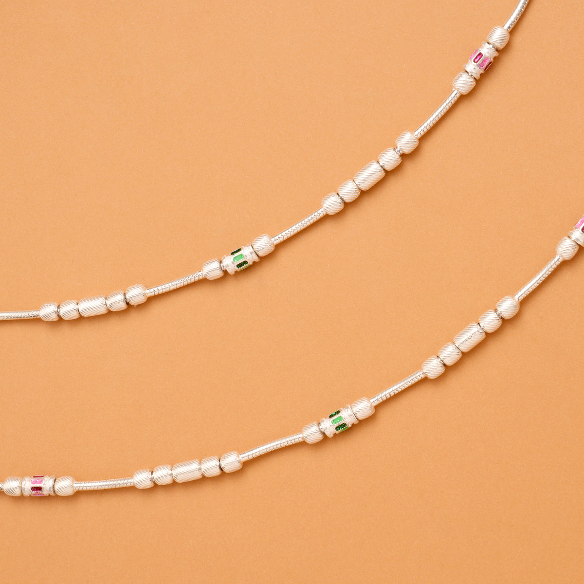 Elegant Balls Flower Silver Anklet